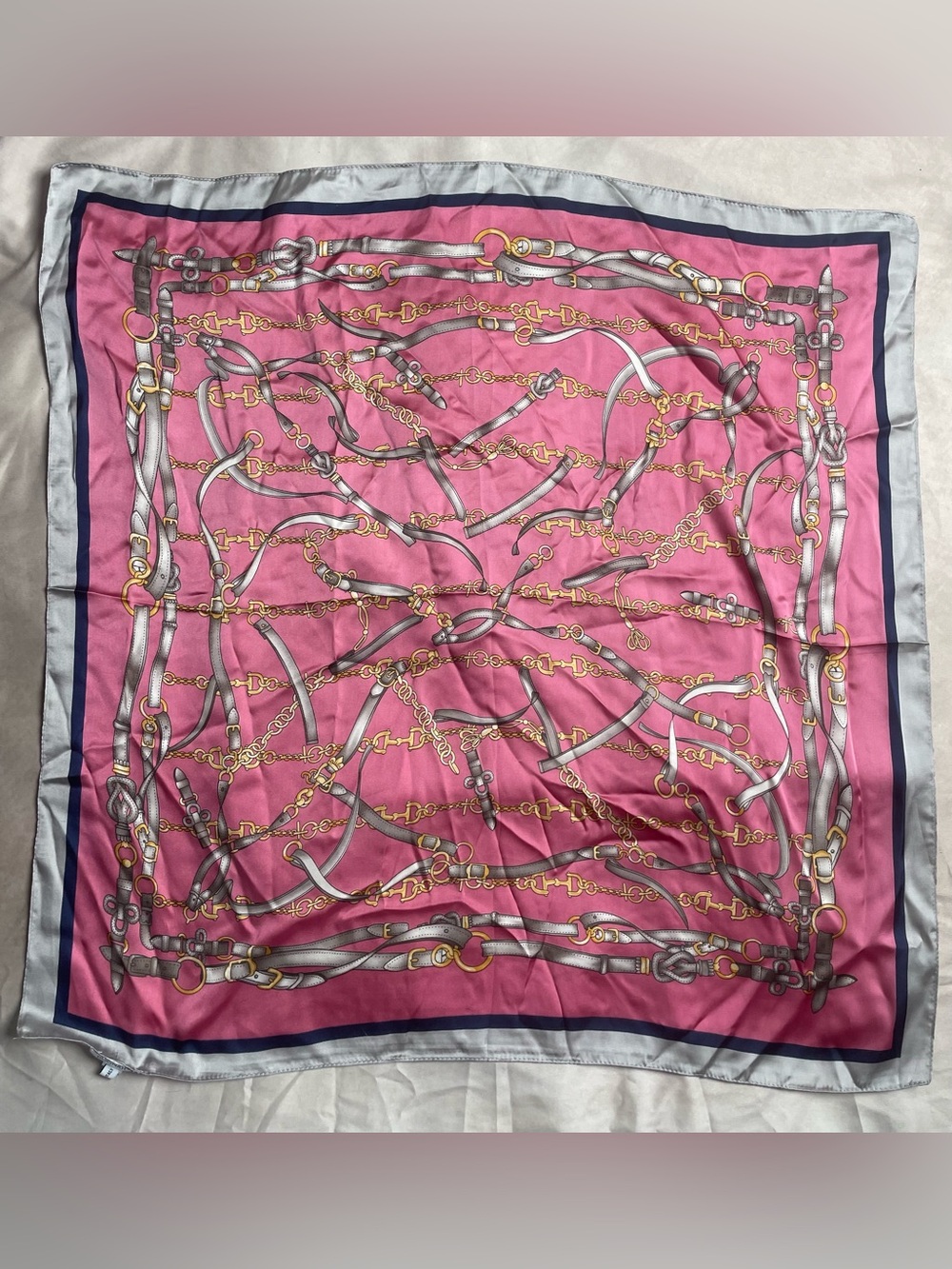 Vintage BOGNAR BLU Italy Silk Equestrian Scarf – Pink